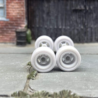 Custom Hot Wheels - Matchbox Rubber Tires & Wheels: White Rubber Tires And White 5 Spoke Deep Dish Wheels 10mm - 10mm