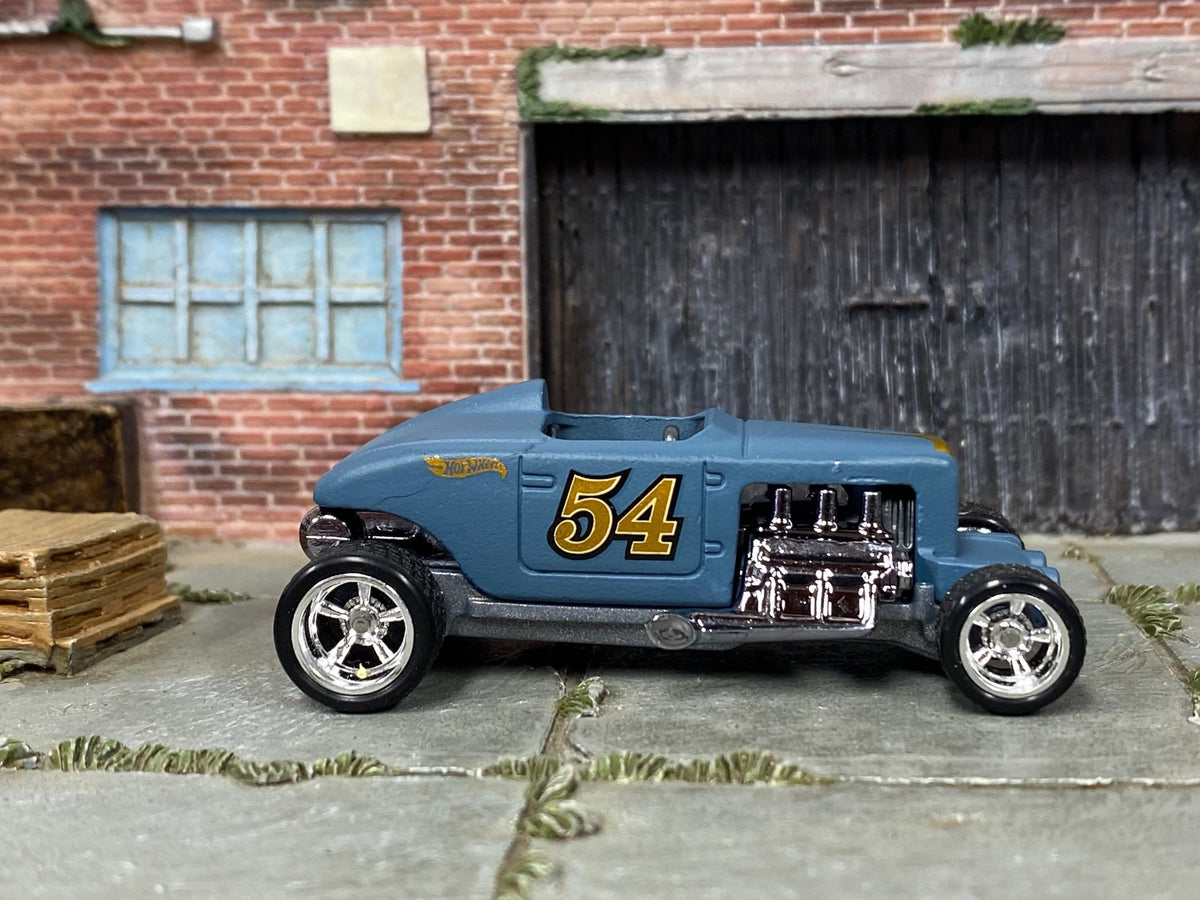 Custom Hot Wheels - Max Steel - Blue Gray - Chrome American Racing Wheels - Rubber Tires