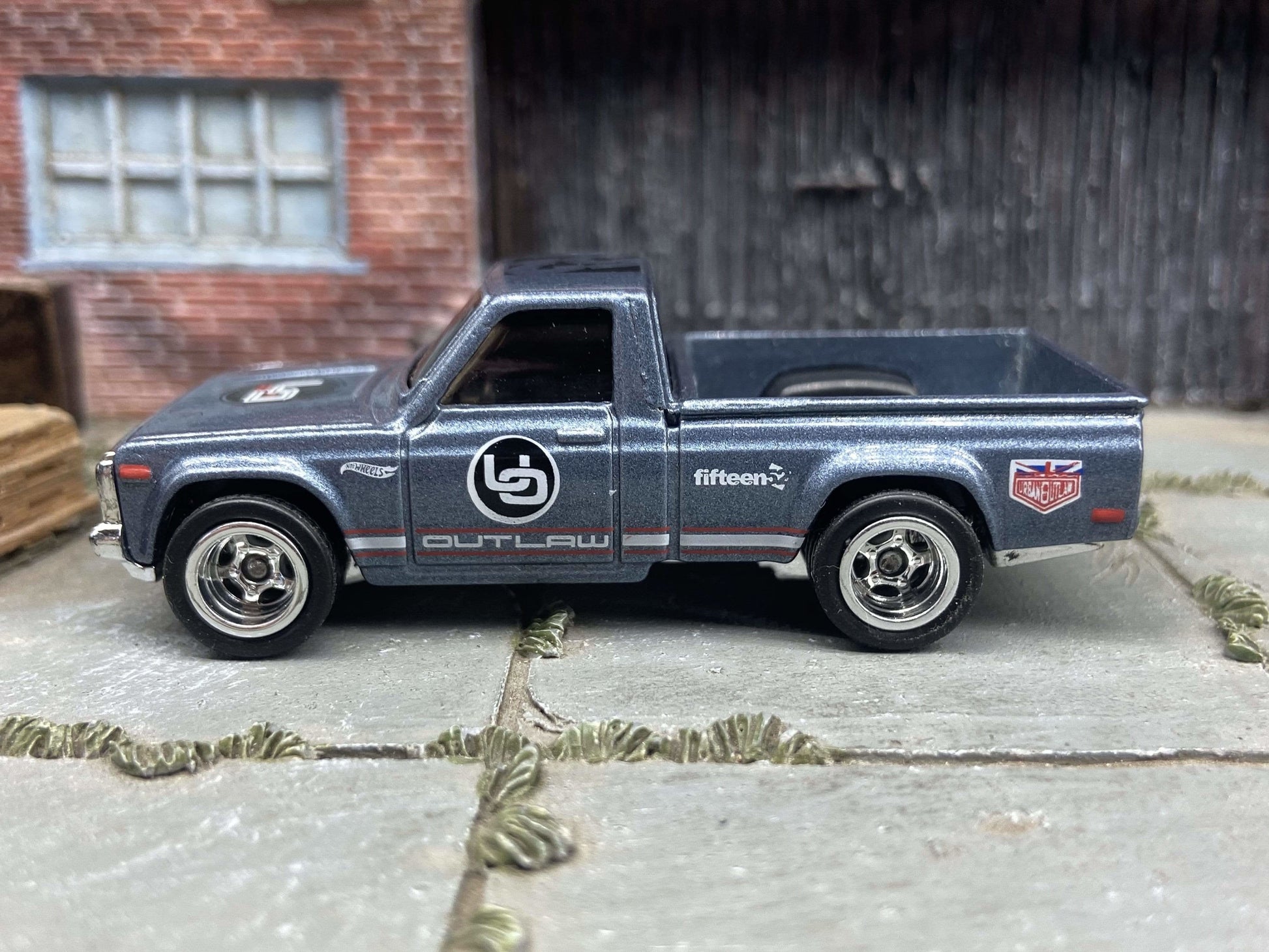 Custom Hot Wheels Mazda REPU Mini Truck In Gray Blue With 5 Spoke Deep Dish Wheels With Rubber Tires