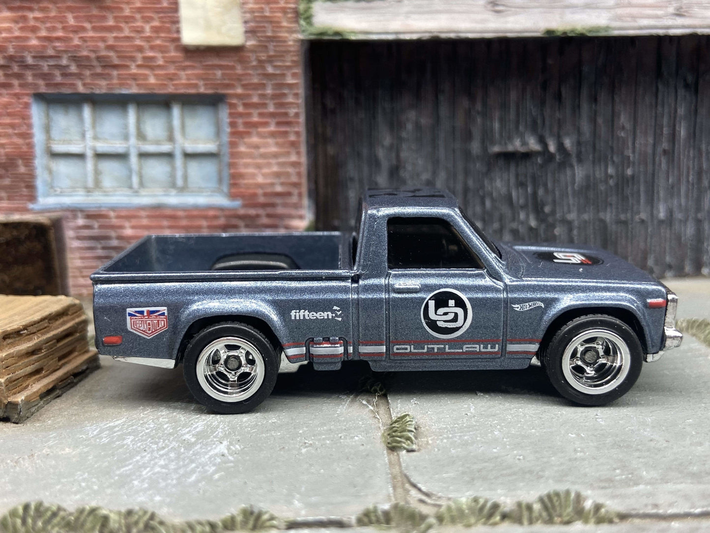 Custom Hot Wheels Mazda REPU Mini Truck In Gray Blue With 5 Spoke Deep Dish Wheels With Rubber Tires