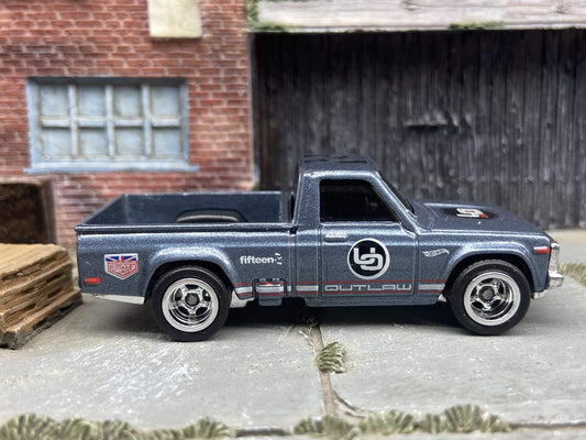 Custom Hot Wheels Mazda REPU Mini Truck In Gray Blue With 5 Spoke Deep Dish Wheels With Rubber Tires