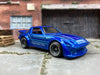 Custom Hot Wheels - Mazda RX-7 - Blue Greddy - Gray and Chrome 4 Spoke Wheels - Rubber Tires