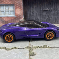 Custom Hot Wheels McLaren 720S Race Car In Purple With Copper 5 Spoke Race Wheels With Rubber Tires