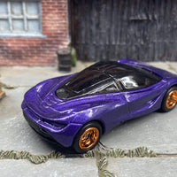 Custom Hot Wheels McLaren 720S Race Car In Purple With Copper 5 Spoke Race Wheels With Rubber Tires