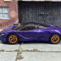 Custom Hot Wheels McLaren 720S Race Car In Purple With Copper 5 Spoke Race Wheels With Rubber Tires