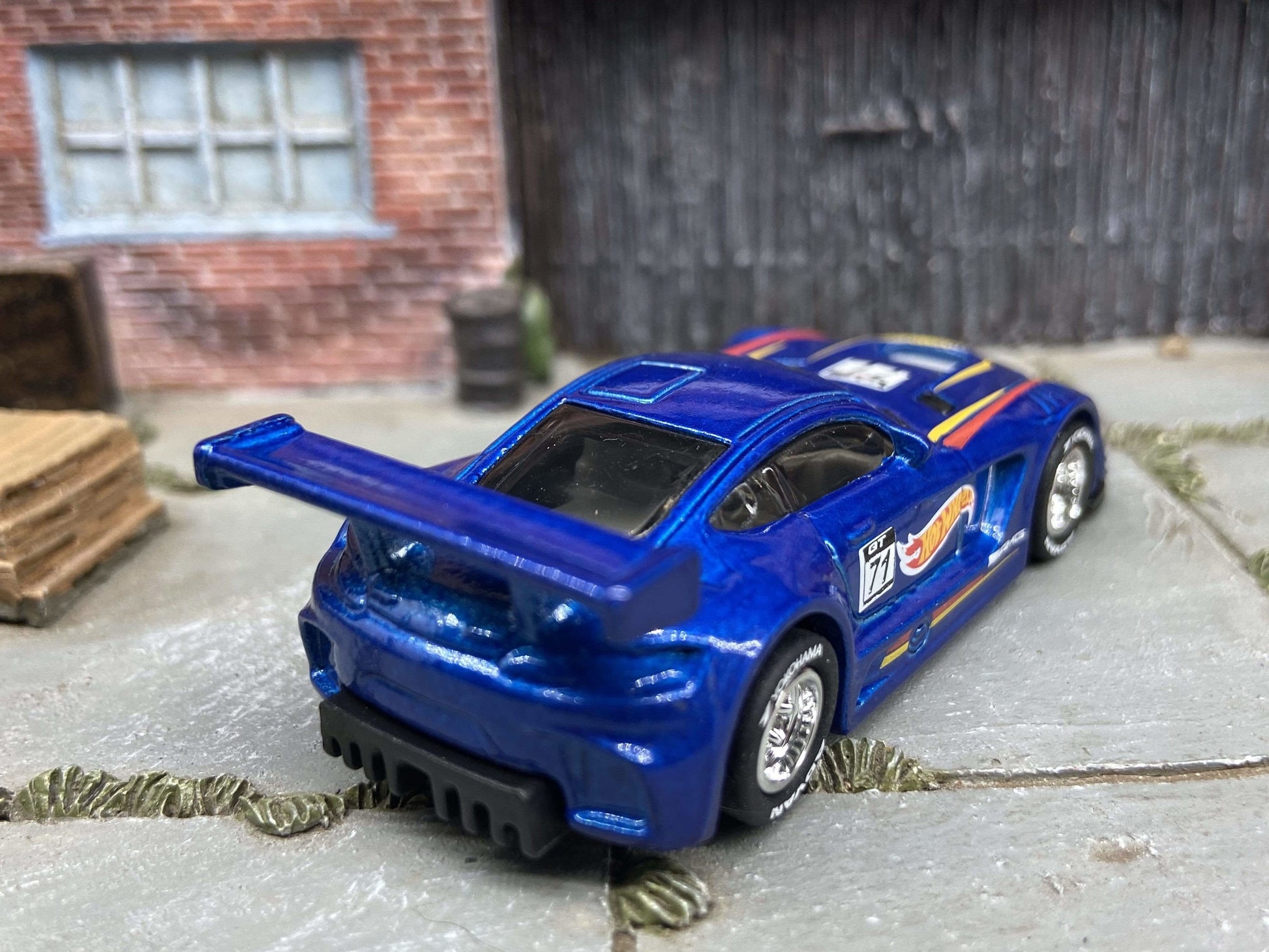 Custom Hot Wheels Mercedes AMG GT3 Race Car In Blue With Chrome Race Wheels With Yokohama Rubber Tires
