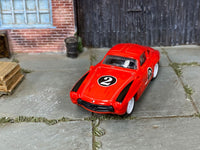 Custom Hot Wheels Mercedes-Benz 300SL in Red and Black 2 with white race wheels and rubber tires