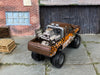 Custom Hot Wheels - Nissan Hardbody 4X4 Truck - Brown and Orange Tiger - Gray American Racing Wheels - Off Road Rubber Tires