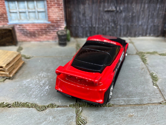 Custom Hot Wheels - Nissan Leaf Nismo - Red and Black - Chrome 12 Spoke Wheels - Rubber Tires