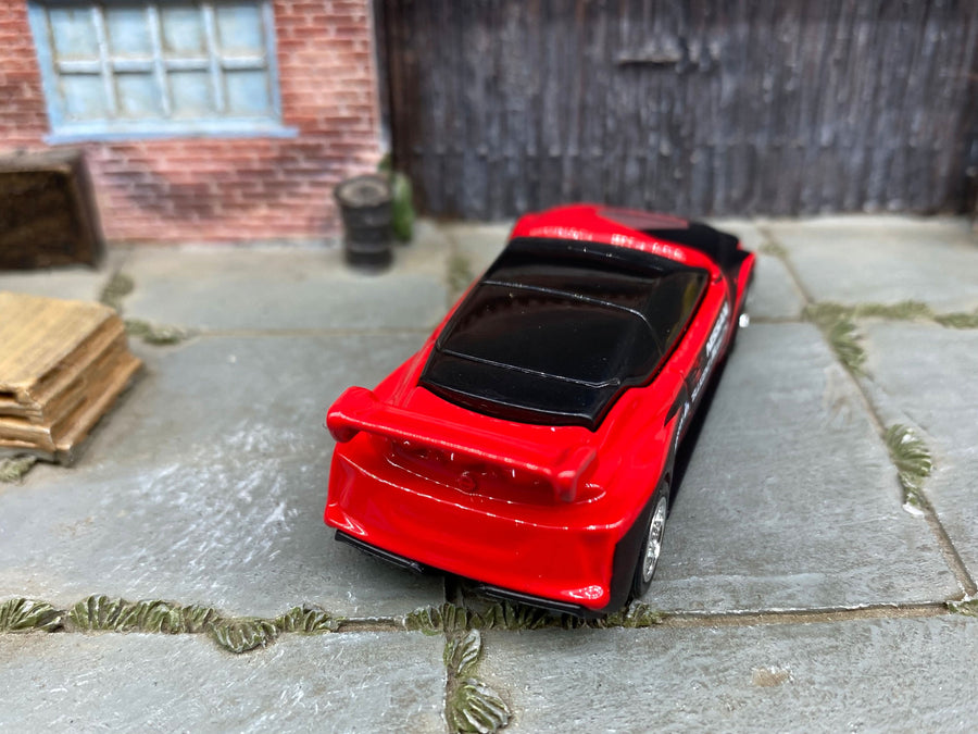 Custom Hot Wheels - Nissan Leaf Nismo - Red and Black - Chrome 12 Spoke Wheels - Rubber Tires