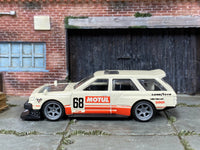 Custom Hot Wheels - Nissan Maxima Drift Car - White, Red and Black 68 - Gray 6 Spoke Wheels - Rubber Tires
