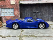 Custom Hot Wheels - Nissan R390 GT1 - Blue - Chrome BBS Wheels With Rubber Tires