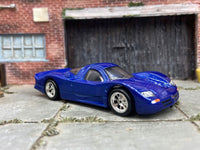 Custom Hot Wheels - Nissan R390 GT1 - Blue - Chrome BBS Wheels With Rubber Tires
