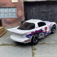 Custom Hot Wheels Pontiac Firebird In Red White and Blue With Black and Chrome Smoothie Race Wheels With Goodyear Rubber Tires