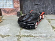 Custom Hot Wheels Porsche 918 Spyder Race Car In Black and Red With Chrome 5 Spoke Wheels With Redline Rubber Tires