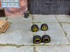 Custom Hot Wheels Rims and Rubber Tires - 5 Spoke Black and Gold Wheels - Rubber Tires - 10mm