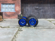 Custom Hot Wheels Rims and Rubber Tires - 5 Spoke Blue Wheels - Goodyear Eagle Slicks