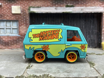 Custom Hot Wheels Scooby-Doo Mystery Machine With Orange and Yellow Racing Wheels With Rubber Tires