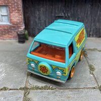 Custom Hot Wheels Scooby-Doo Mystery Machine With Orange and Yellow Racing Wheels With Rubber Tires