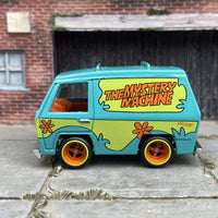 Custom Hot Wheels Scooby-Doo Mystery Machine With Orange and Yellow Racing Wheels With Rubber Tires