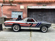 Custom Hot Wheels Stars and Stripes 1968 Chevy El Camino Dressed in Red, White and Blue with Chrome BBS Wheels with Rubber Tires
