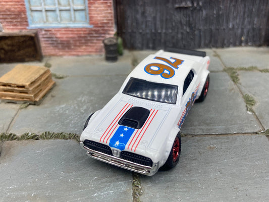Custom Hot Wheels Stars and Stripes 1968 Mercury Cougar Dressed in Red, White and Blue with Red 5 Star Wheels with Rubber Tires