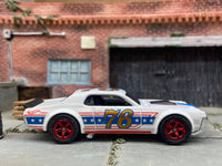 Custom Hot Wheels Stars and Stripes 1968 Mercury Cougar Dressed in Red, White and Blue with Red 5 Star Wheels with Rubber Tires
