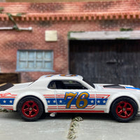 Custom Hot Wheels Stars and Stripes 1968 Mercury Cougar Dressed in Red, White and Blue with Red 5 Star Wheels with Rubber Tires