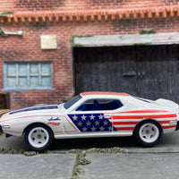 Custom Hot Wheels Stars and Stripes AMC Javelin AMX Dressed in Red, White and Blue with White 5 Star Wheels with Rubber Tires