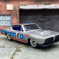 Custom Hot Wheels Stars and Stripes Plymouth Barracuda HEMI CUDA Dressed in Red, White and Blue with Chrome AMR Wheels with Rubber Tires