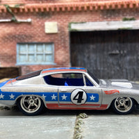 Custom Hot Wheels Stars and Stripes Plymouth Barracuda HEMI CUDA Dressed in Red, White and Blue with Chrome AMR Wheels with Rubber Tires