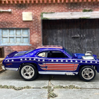 Custom Hot Wheels Stars and Stripes Plymouth Duster Dressed in Red, White and Blue with Chrome AMR Wheels with Rubber Tires