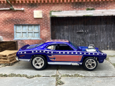 Custom Hot Wheels Stars and Stripes Plymouth Duster Dressed in Red, White and Blue with Chrome AMR Wheels with Rubber Tires