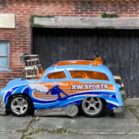 Custom Hot Wheels - Tuned Surf 'N Turf Surf Wagon - Blue - Chrome American Racing Wheels - Rubber Tires