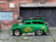 Custom Hot Wheels - Tuned Surf 'N Turf Surf Wagon - Dark Green - Chrome American Racing Wheels - Rubber Tires