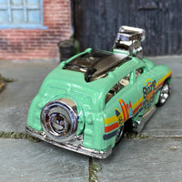 Custom Hot Wheels - Tuned Surf 'N Turf Surf Wagon - Green - Chrome American Racing Wheels - Rubber Tires