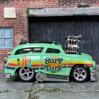 Custom Hot Wheels - Tuned Surf 'N Turf Surf Wagon - Green - Chrome American Racing Wheels - Rubber Tires