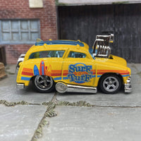 Custom Hot Wheels Tuned Surf 'N Turf Surf Wagon In Yellow With Chrome American Racing Wheels With Rubber Tires