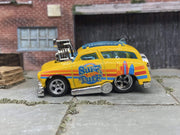 Custom Hot Wheels - Tuned Surf 'N Turf Surf Wagon - Yellow - Chrome American Racing Wheels - Rubber Tires
