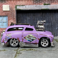 Custom Hot Wheels - Tuned Surf 'N Turf Surf Wagon - Purple - Chrome American Racing Wheels - Rubber Tires