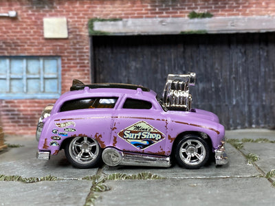 Custom Hot Wheels - Tuned Surf 'N Turf Surf Wagon - Purple - Chrome American Racing Wheels - Rubber Tires