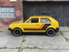 Custom Hot Wheels VW Volkswagen Golf MK2 In Yellow, Black and Orange With Black and Chrome 6 Spoke Studded Wheels and Rubber Tires