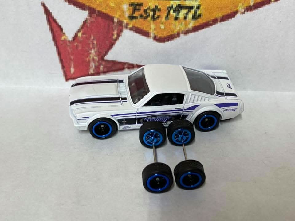 Custom Hot Wheels Wheels and Matchbox Rubber Tires and Black and Blue Deep Dish 5 Spoke Wheels With Rubber Tires 10mm 10mm