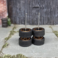 Custom Hot Wheels Wheels and Matchbox Rubber Tires and Black and Gold 5 Spoke Race Mag Wheels 10mm 10mm