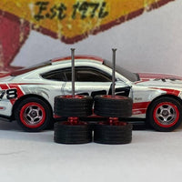 Custom Hot Wheels Wheels and Matchbox Rubber Tires and Chrome 5 Spoke Race Wheel Red Lip