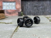 Custom Hot Wheels Wheels and Matchbox Rubber Tires - Black 4 Spoke Wheels Rubber Tires 10mm & 10mm