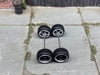 Custom Hot Wheels Wheels and Matchbox Rubber Tires - Black and Chrome 4 Spoke Wheels Rubber Tires 10mm & 10mm