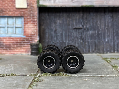 Custom Hot Wheels Wheels and Matchbox Rubber Tires - Black and Chrome Smoothie Wheels With Rubber Off Road 4X4 Tires