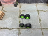 Custom Hot Wheels Wheels and Matchbox Rubber Tires - Black and Green 5 Spoke American Racing Wheels And Rubber Tires 10mm & 12mm
