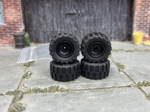 Custom Hot Wheels Wheels and Matchbox Rubber Tires - Black Smoothie Wheels With Rubber Off Road 4X4 Tires